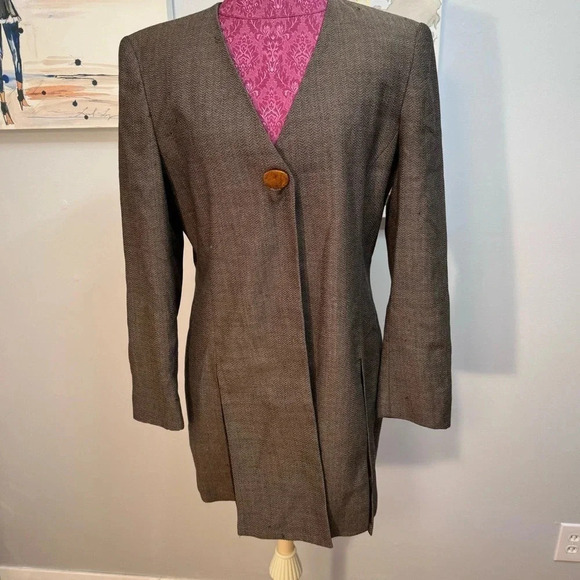 Christian Dior Brown Coat One Button Women Size L - Picture 1 of 8